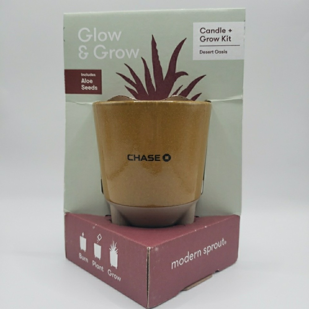 Modern Sprout Glow & Grow DESERT OASIS Candle & Grow Kit - Aloe Seed Chase Bank